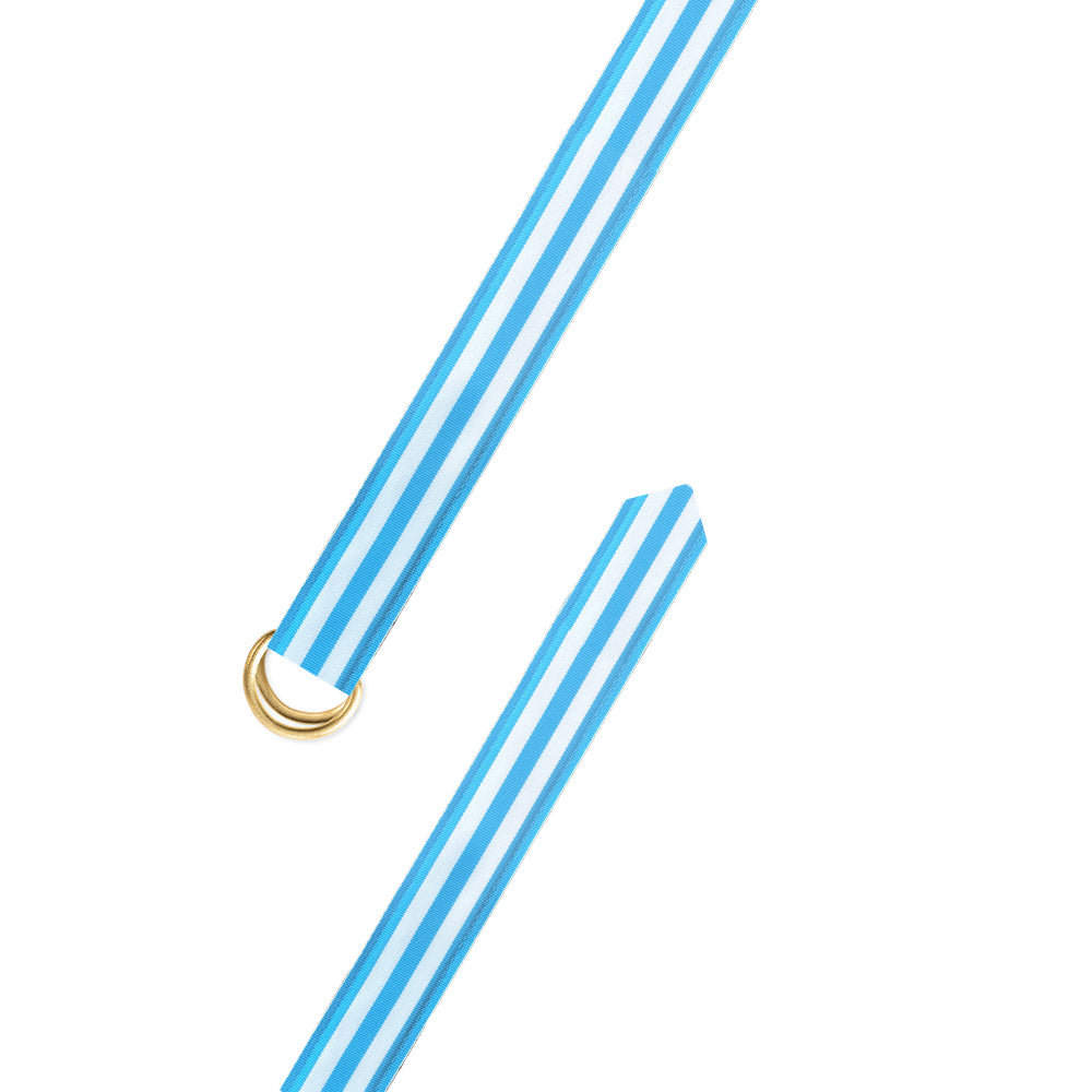 Carolina Blue &amp; White Grosgrain Ribbon D-Ring Belt