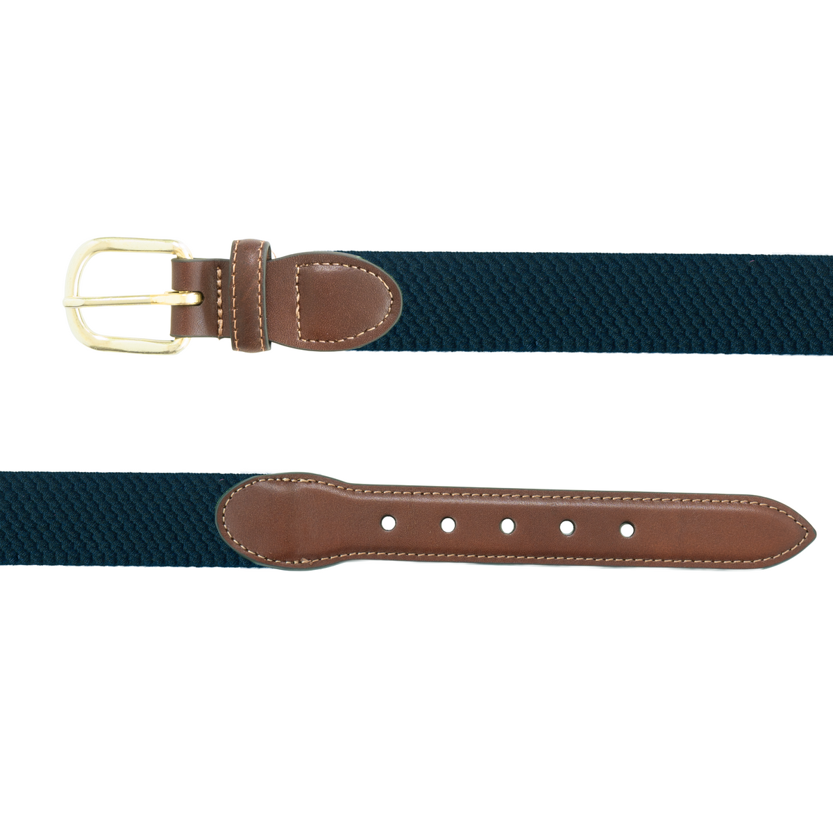 Navy Stretch Leather Tab Belt