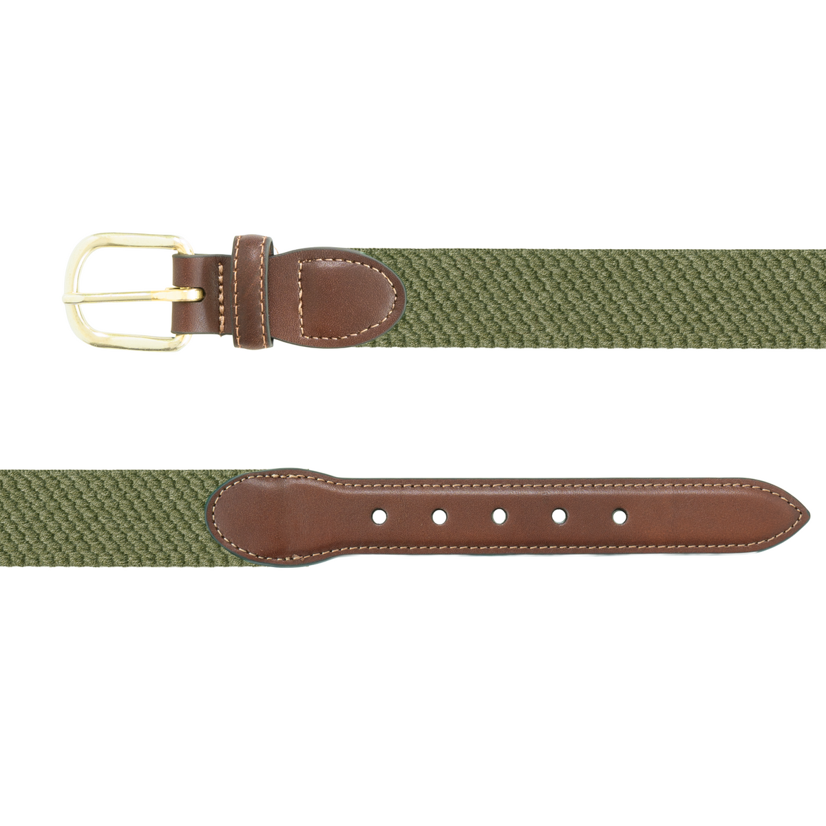 Olive Stretch Leather Tab Belt