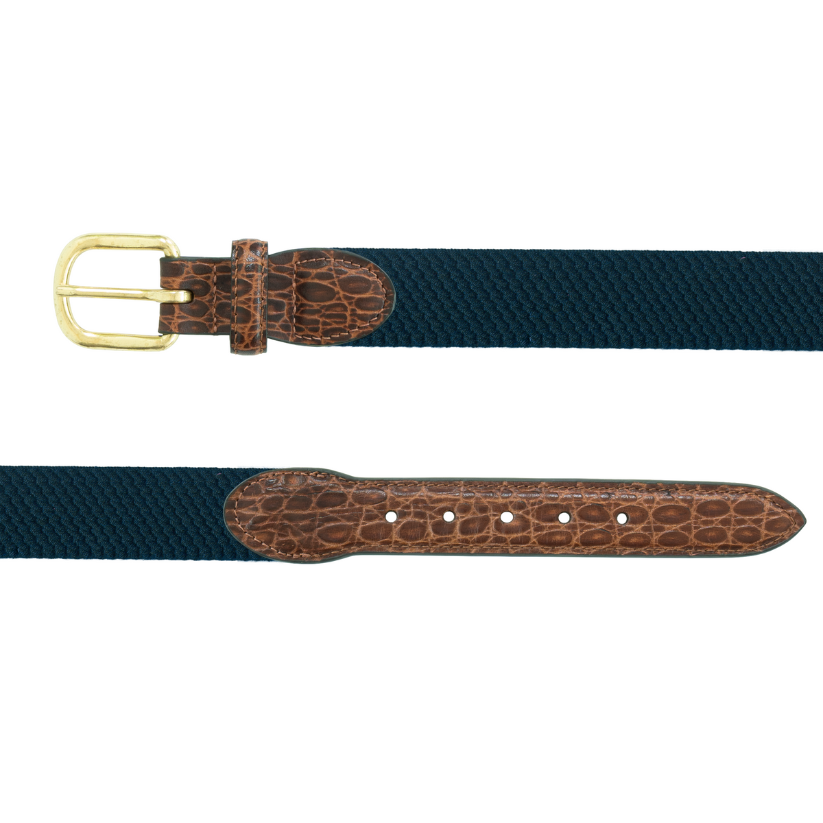 Navy Stretch Leather Tab Belt