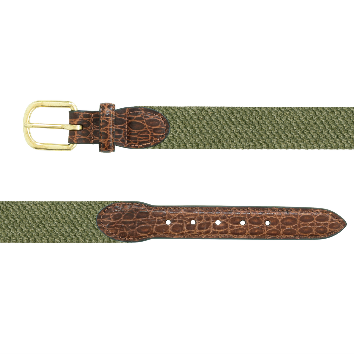 Olive Stretch Leather Tab Belt