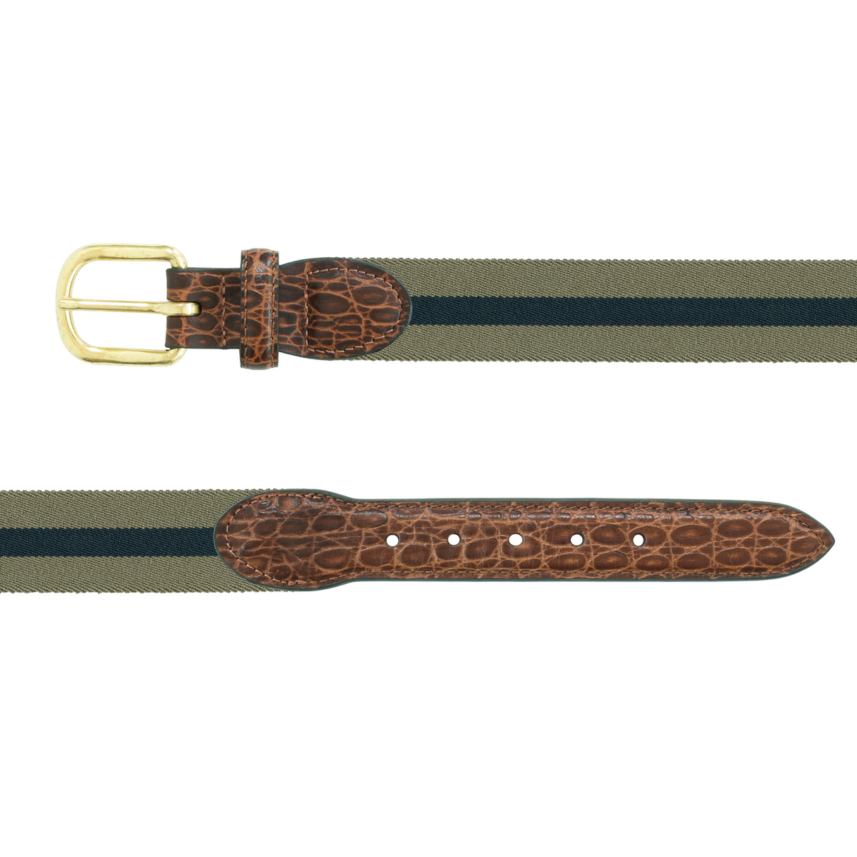 Tan/Navy Stretch Leather Tab Belt