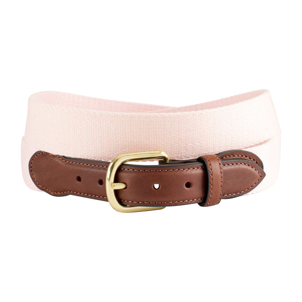 Pale Pink Surcingle Leather Tab Belt