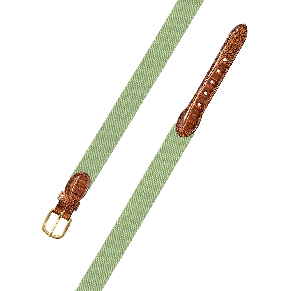 Mint Green Belgian Stretch Leather Tab Belt