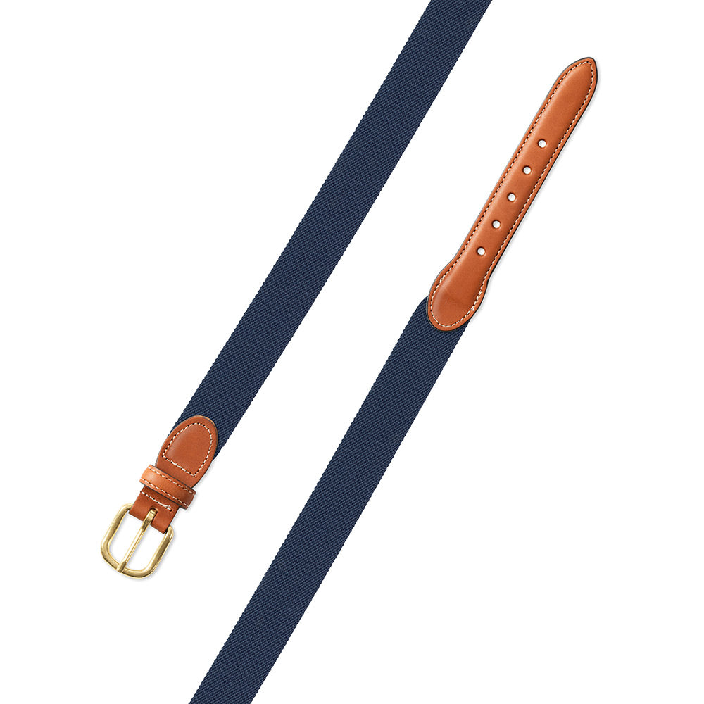 Denim Blue Belgian Stretch Leather Tab Belt