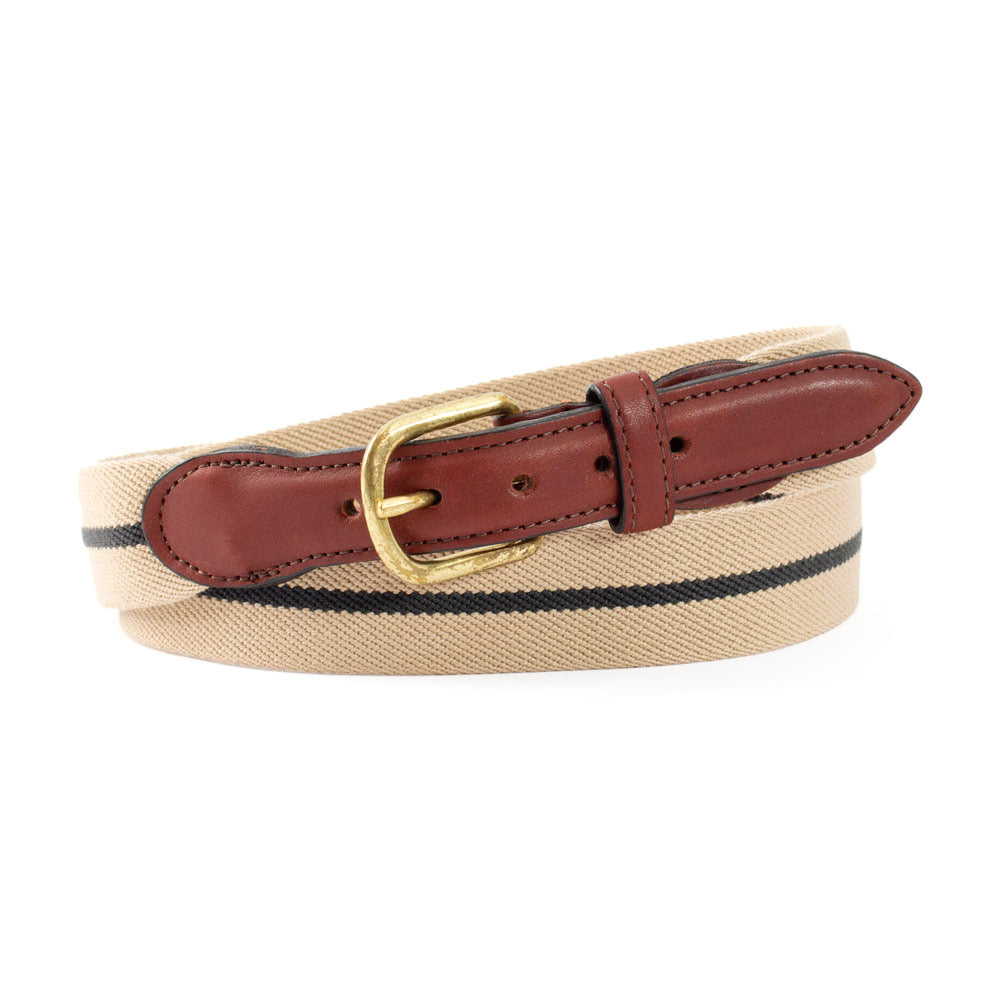 Tan &amp; Navy Belgian Stretch Children&#39;s Belt