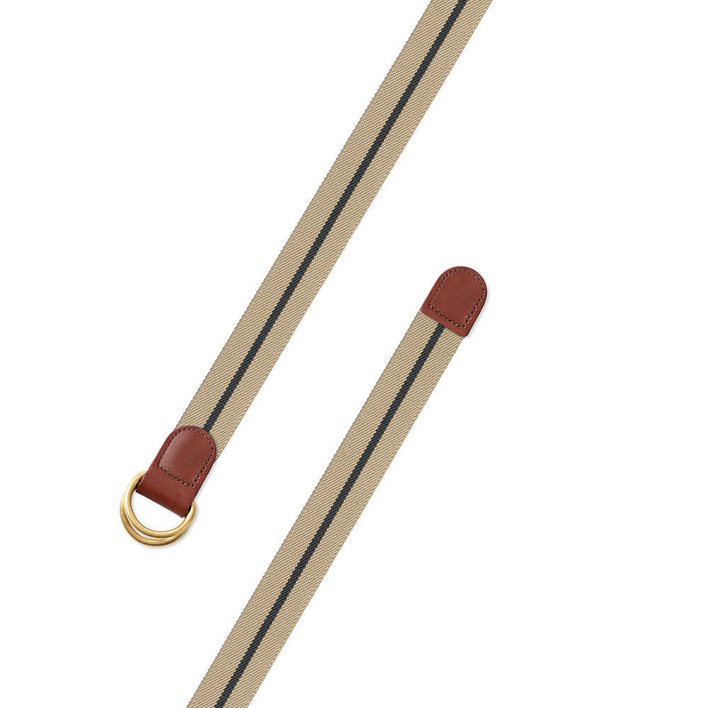 Tan &amp; Navy Belgian Stretch D-Ring Belt