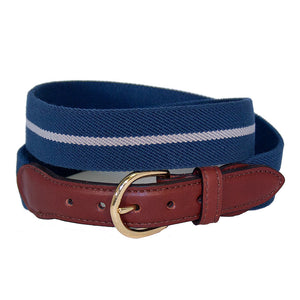 Blue & Grey Belgian Stretch Leather Tab Belt - Barrons-Hunter