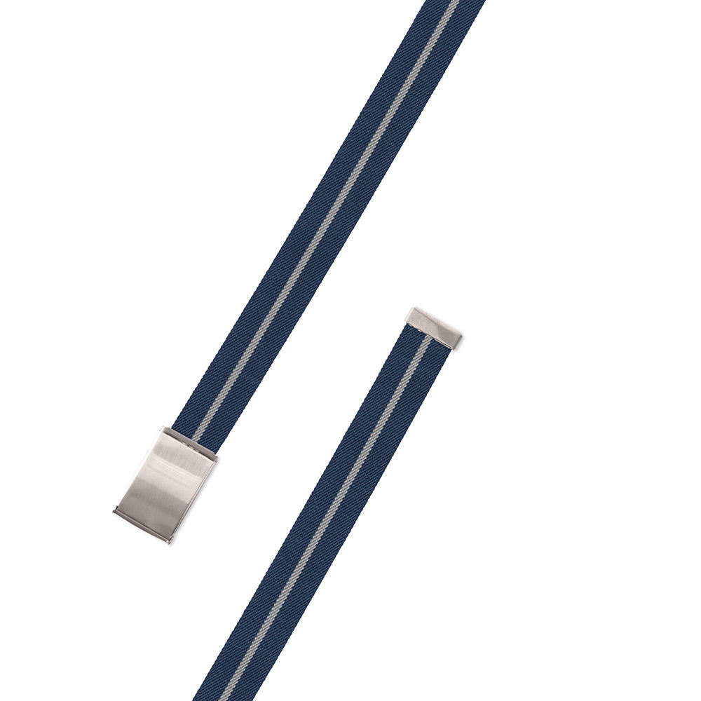 Blue &amp; Grey Belgian Stretch Military Buckle Belt