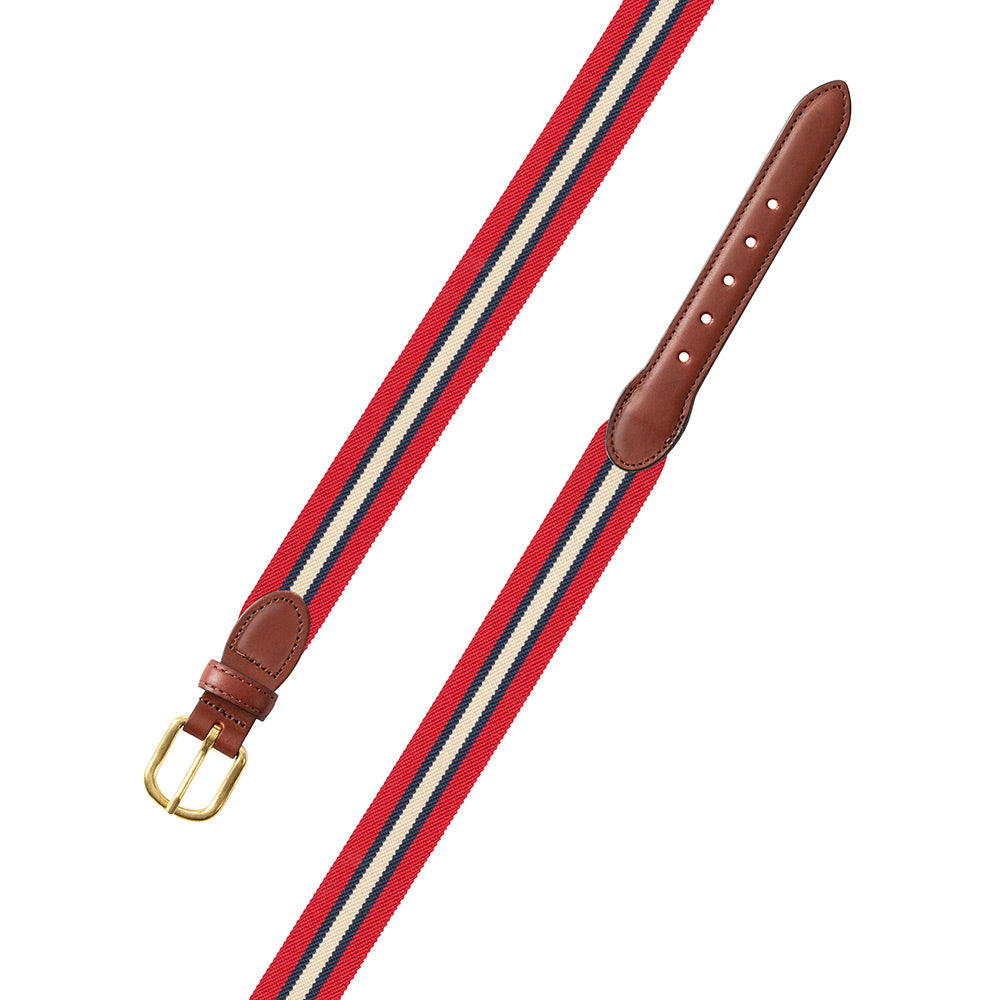 Red Multi Belgian Stretch Leather Tab Belt