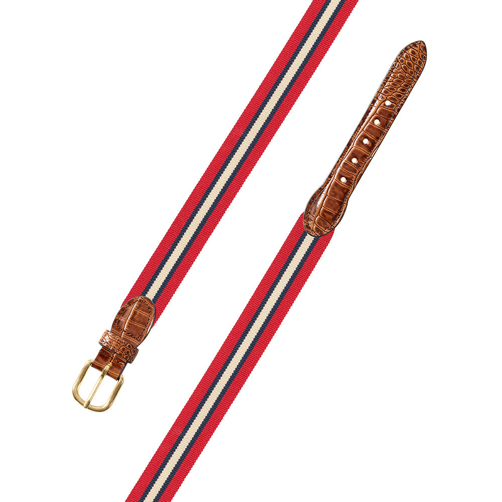 Red Multi Belgian Stretch Leather Tab Belt