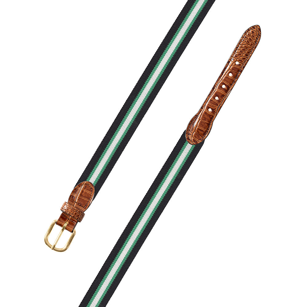 Navy Multi Belgian Stretch Leather Tab Belt