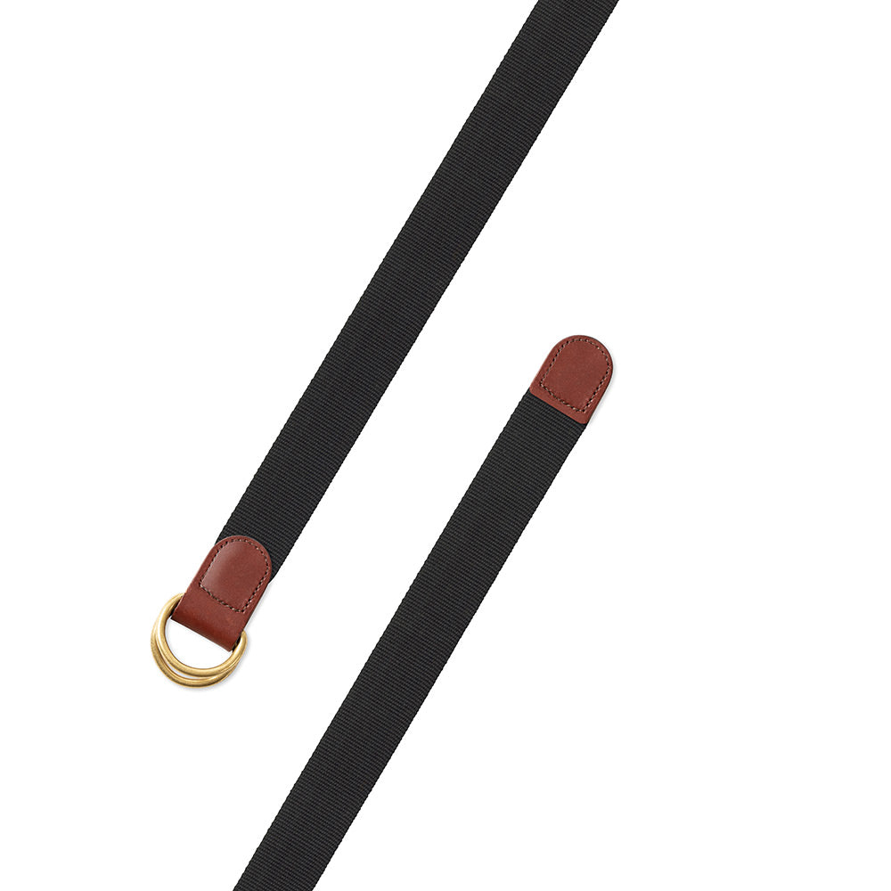 Textured Black Belgian Surcingle D-Ring Belt