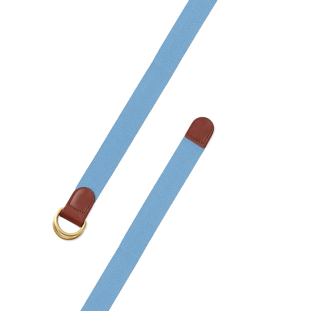 Textured Light Blue Belgian Surcingle D-Ring Belt