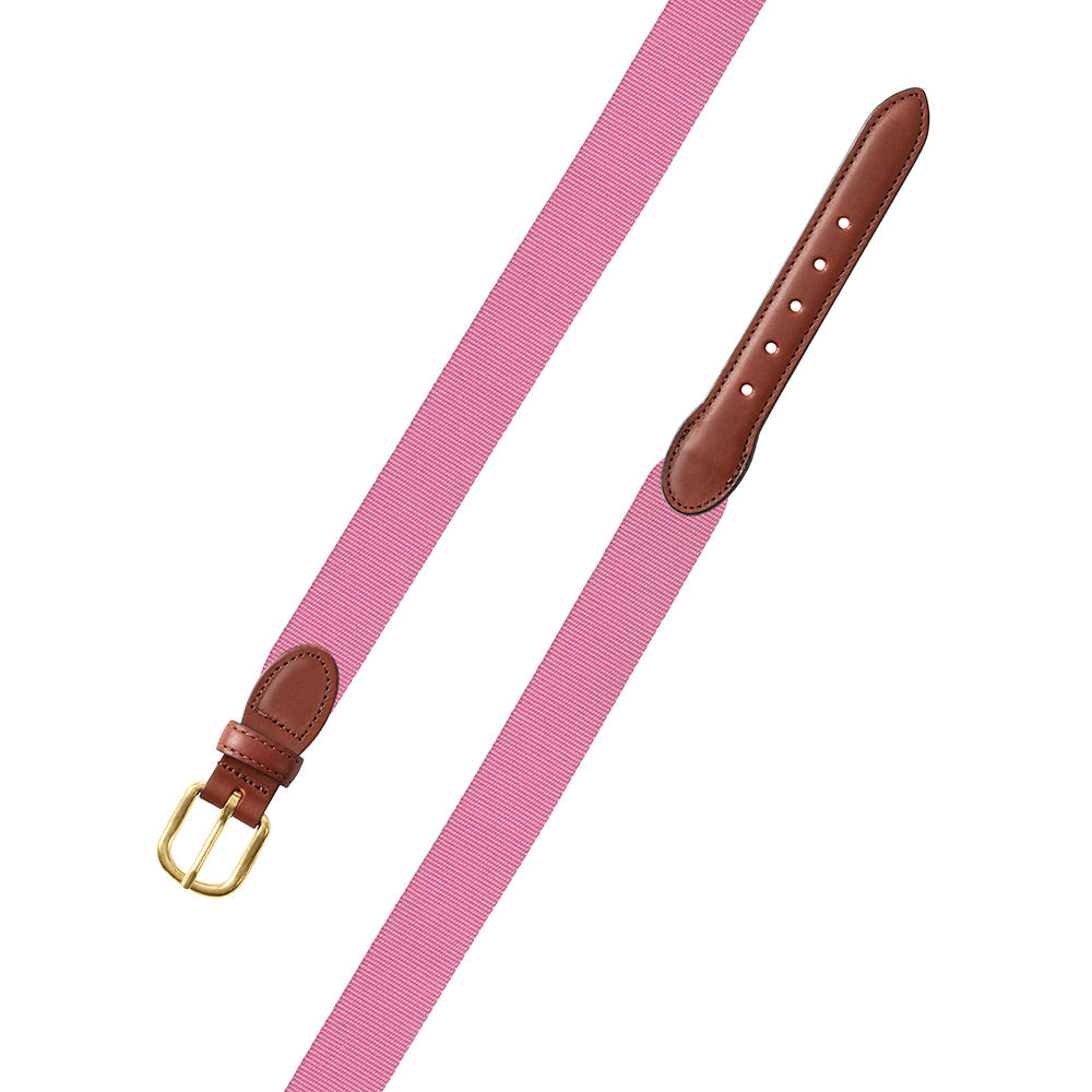 Textured Pink Belgian Surcingle Leather Tab Belt