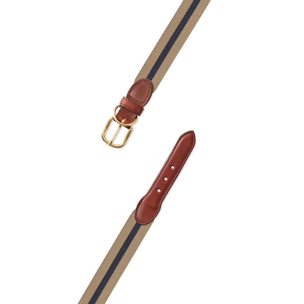 Tan &amp; Navy Belgian Surcingle Dog Collar