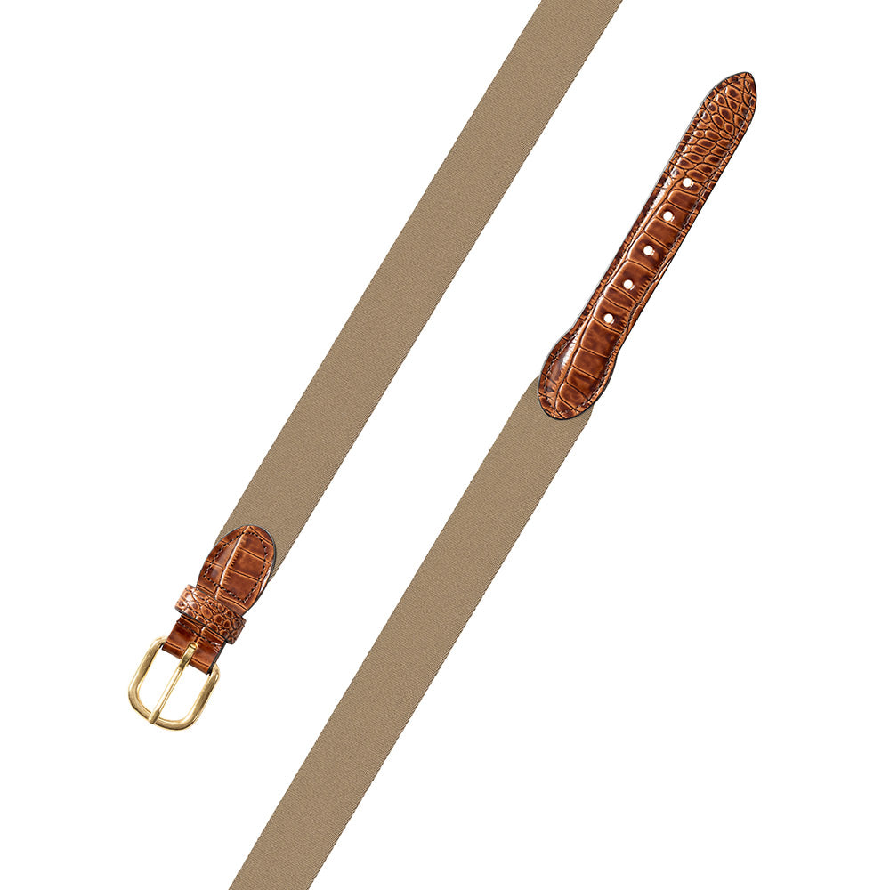 Tan Belgian Surcingle Leather Tab Belt