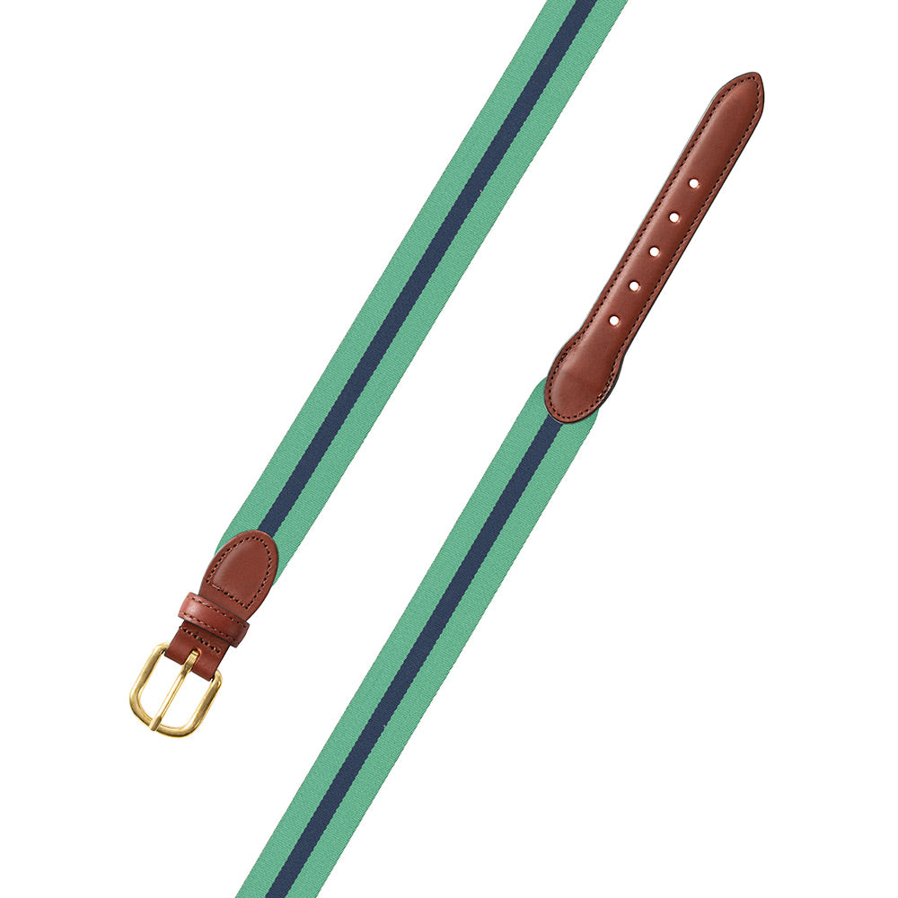 Mint Green &amp; Navy Belgian Surcingle Leather Tab Belt