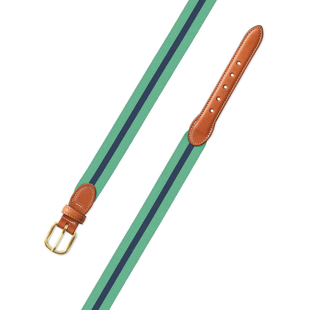 Mint Green &amp; Navy Belgian Surcingle Leather Tab Belt