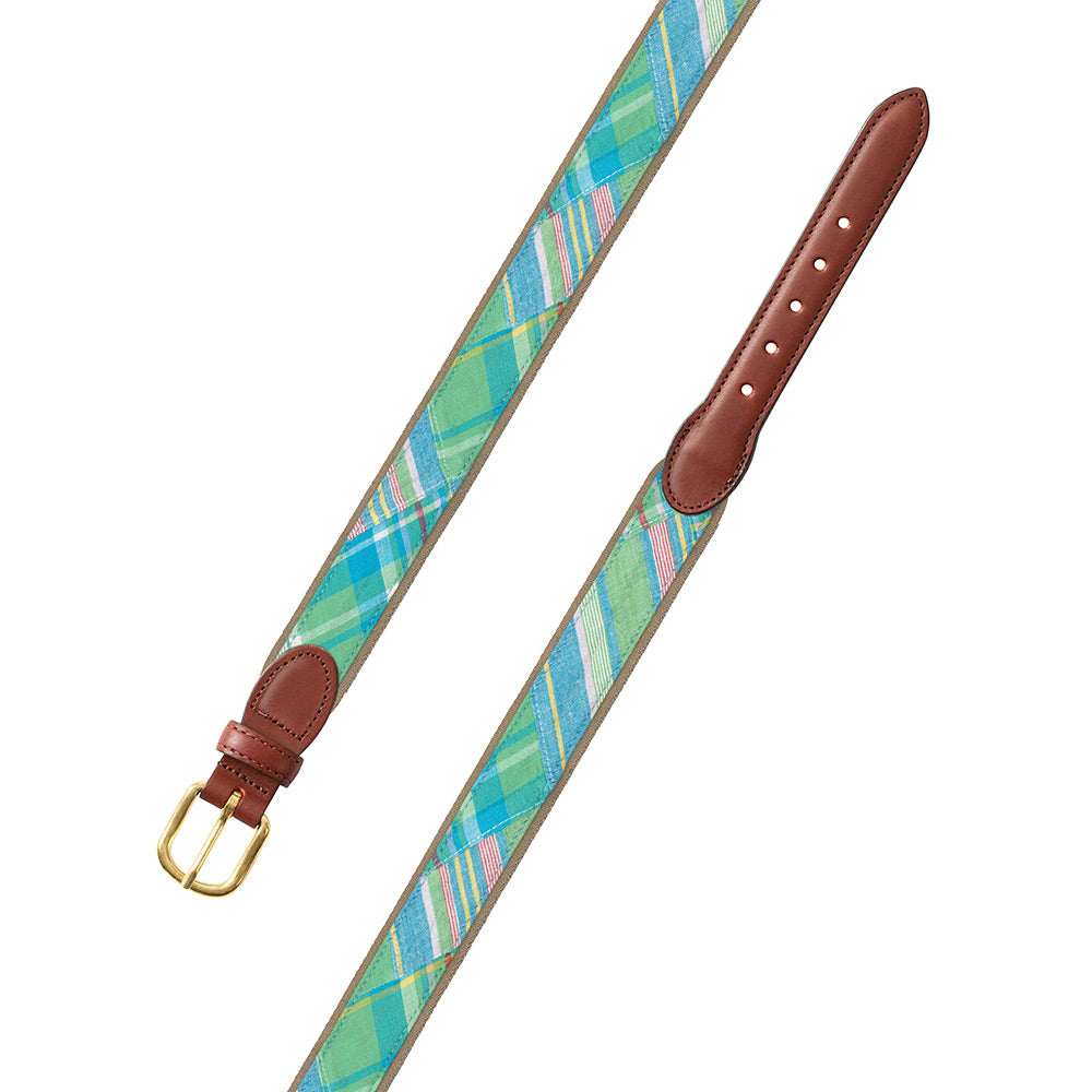 Madras on Tan Fabric Children&#39;s Belt