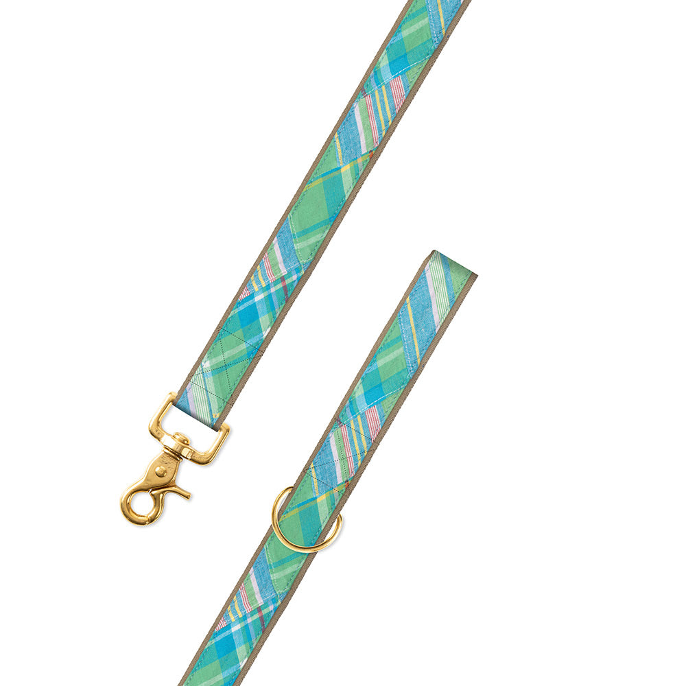 Madras on Tan Fabric Dog Leash