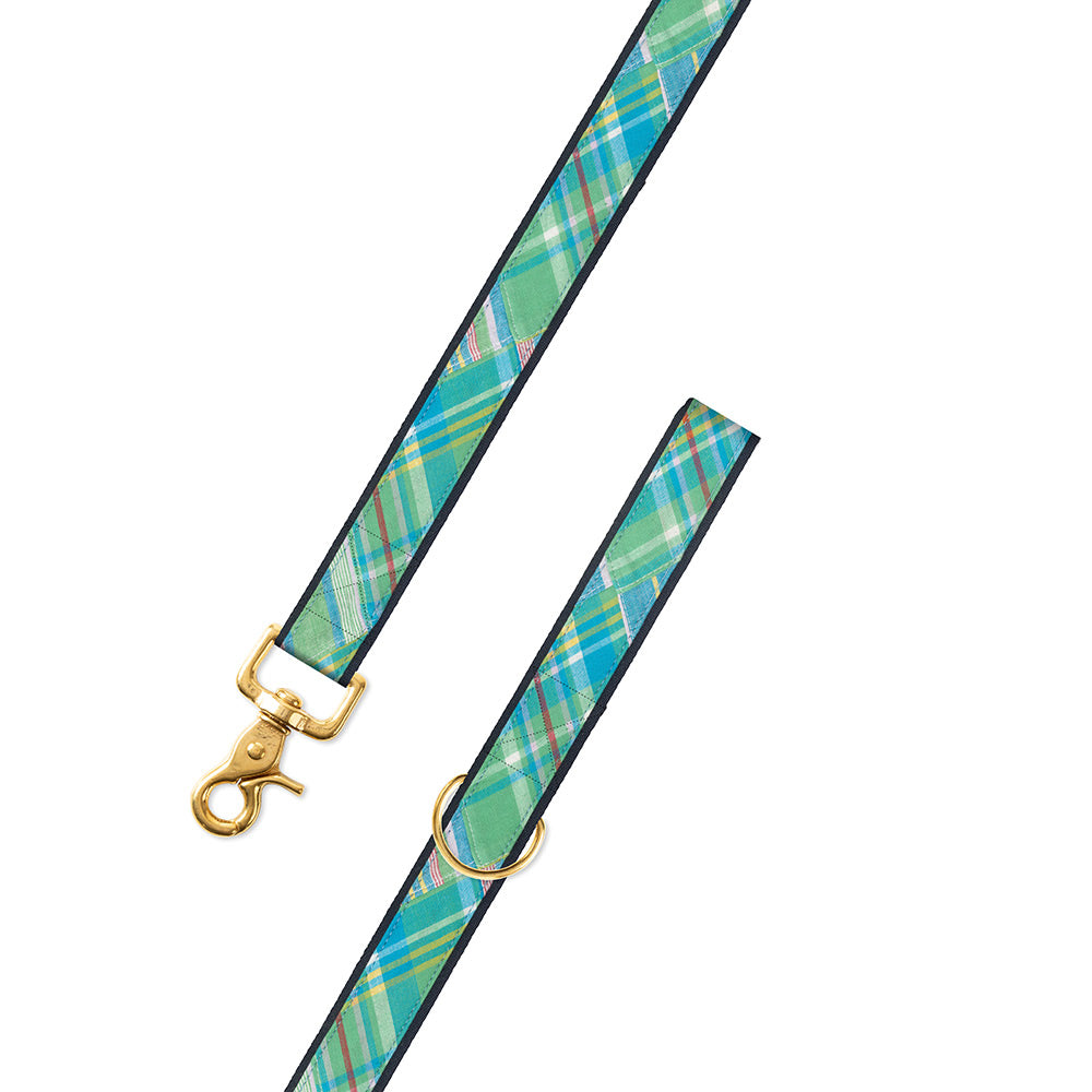 Madras on Navy Fabric Dog Leash