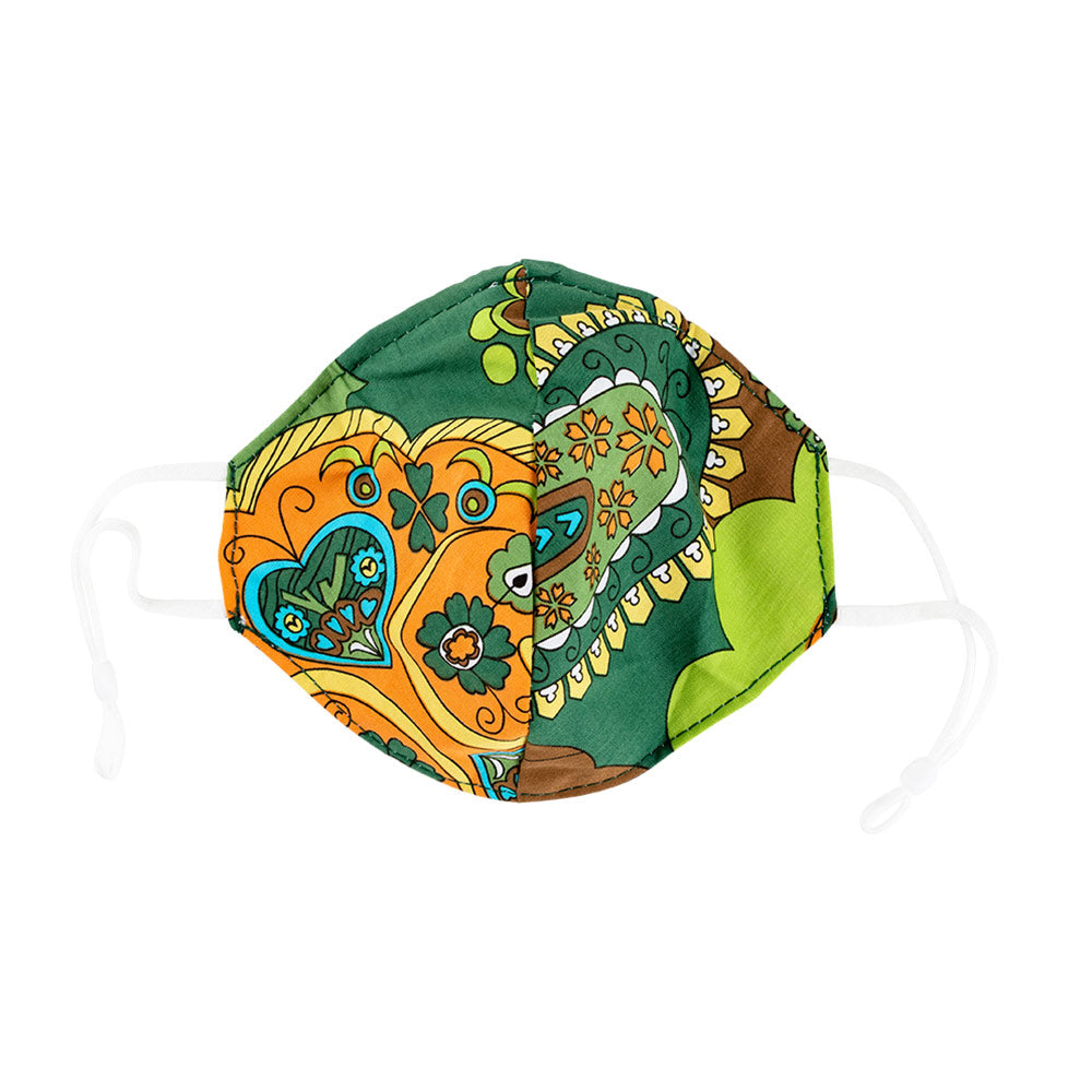 Green &amp; Yellow Paisley Face Mask with Adjustable Elastic Ear Loops