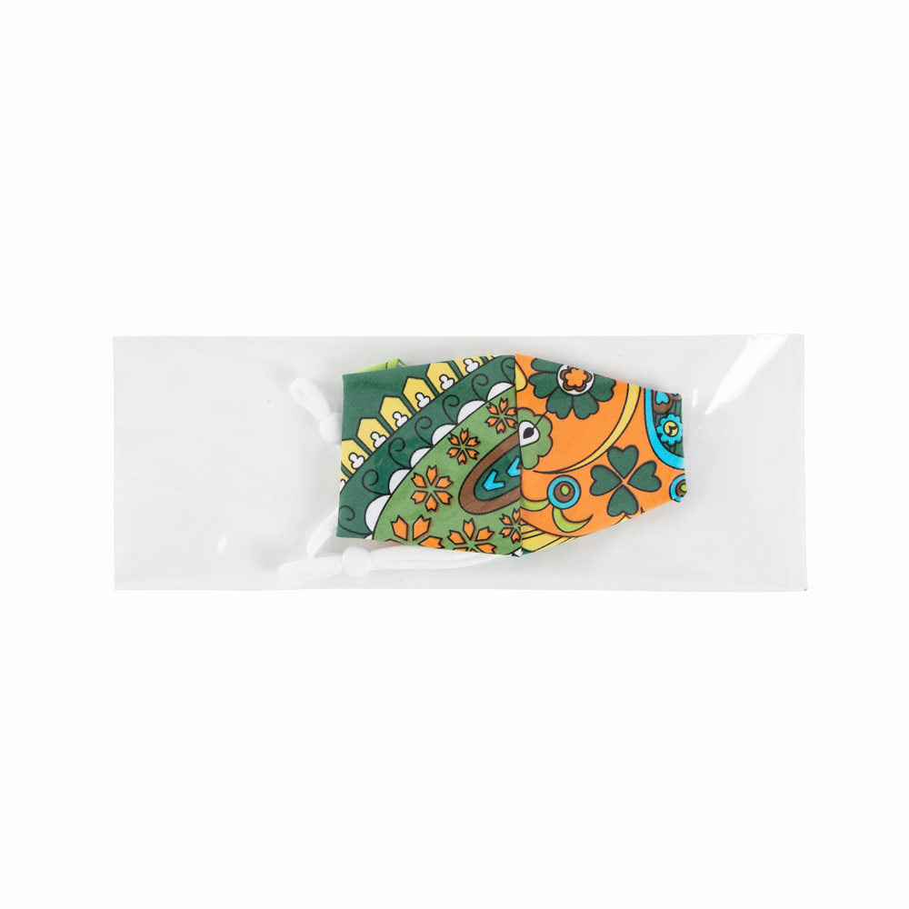 Green &amp; Yellow Paisley Face Mask with Adjustable Elastic Ear Loops