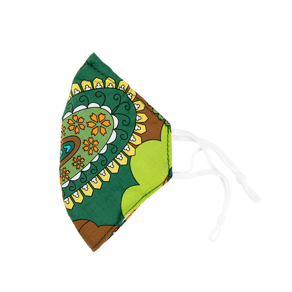 Green &amp; Yellow Paisley Face Mask with Adjustable Elastic Ear Loops