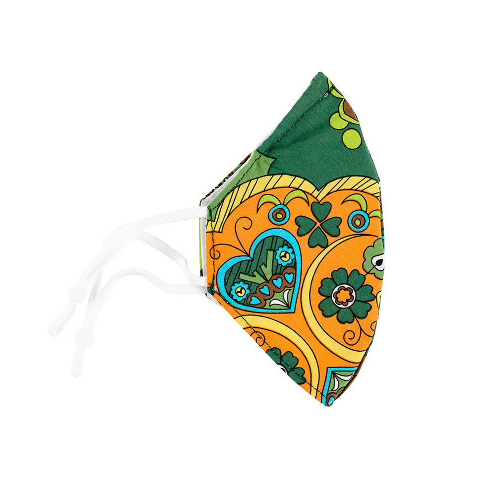 Green &amp; Yellow Paisley Face Mask with Adjustable Elastic Ear Loops