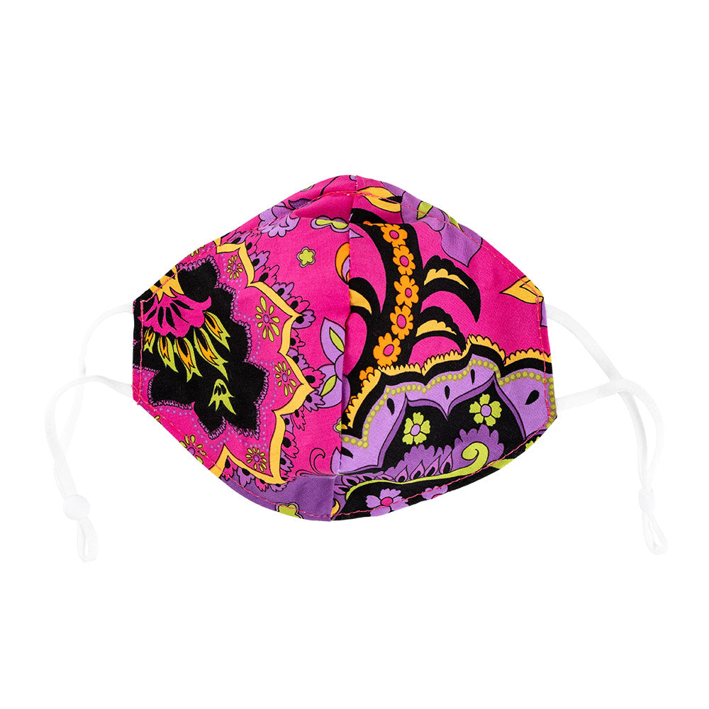 Pink &amp; Purple Paisley Face Mask with Adjustable Elastic Ear Loops