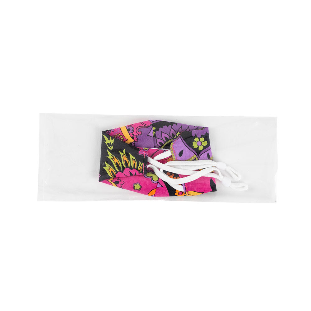 Pink &amp; Purple Paisley Face Mask with Adjustable Elastic Ear Loops