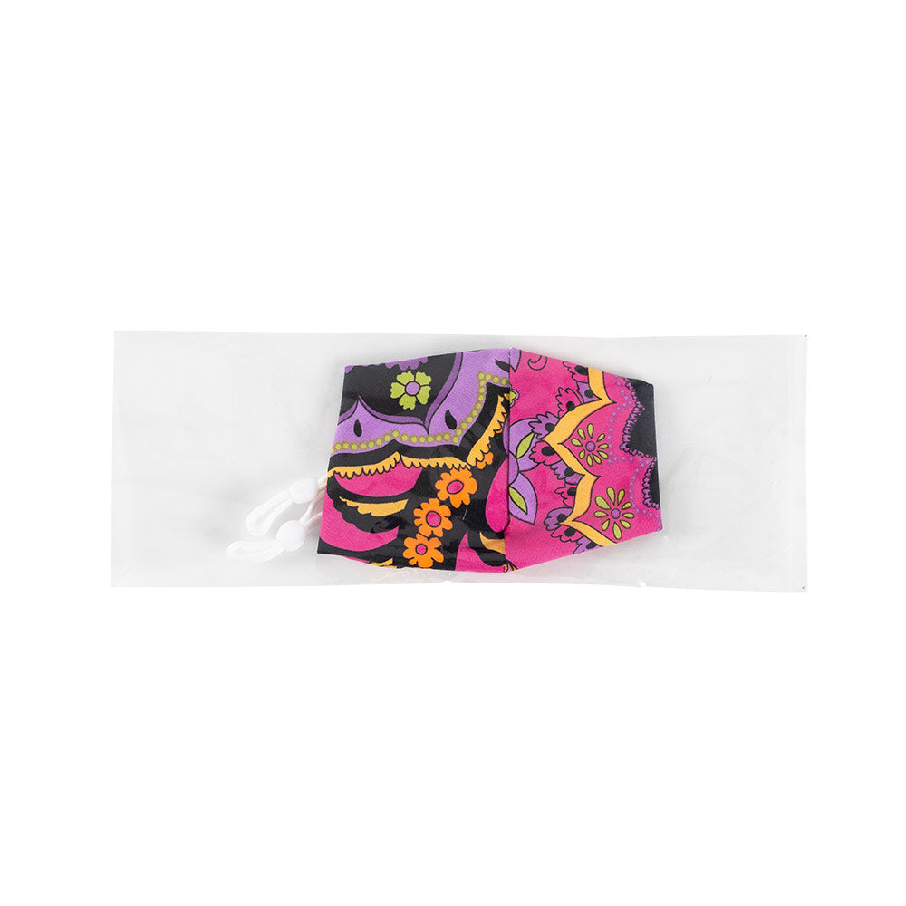 Pink &amp; Purple Paisley Face Mask with Adjustable Elastic Ear Loops