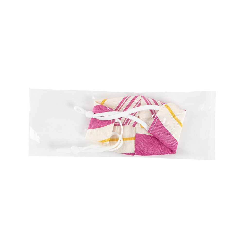 Pink &amp; Yellow Angled Stripe Face Mask with Adjustable Elastic Ear Loops
