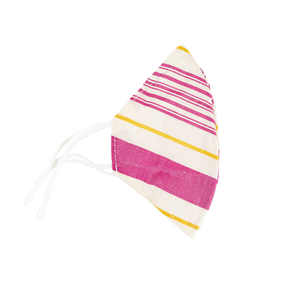 Pink &amp; Yellow Angled Stripe Face Mask with Adjustable Elastic Ear Loops