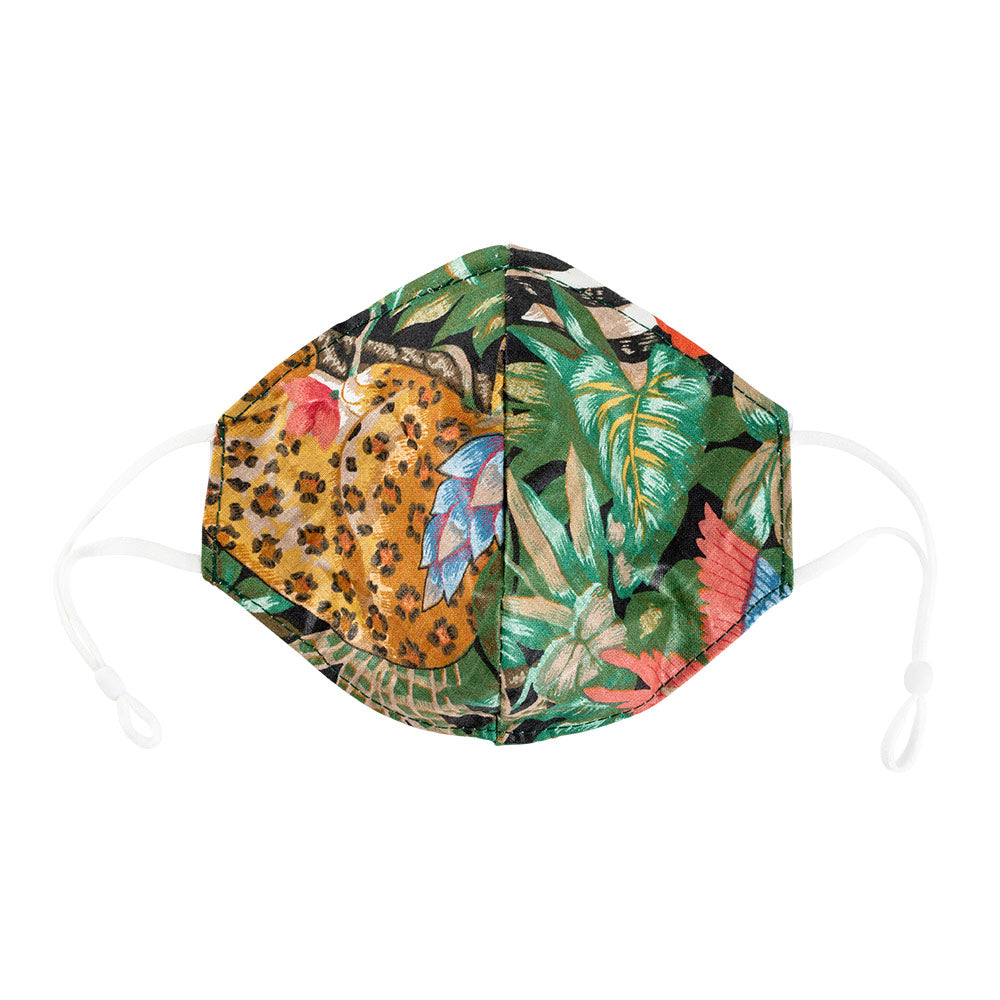 Tropical Green Face Mask with Adjustable Elastic Ear Loops