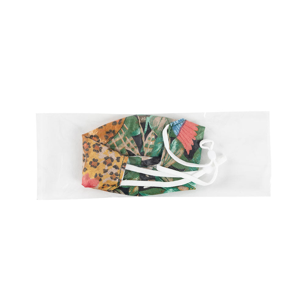 Tropical Green Face Mask with Adjustable Elastic Ear Loops