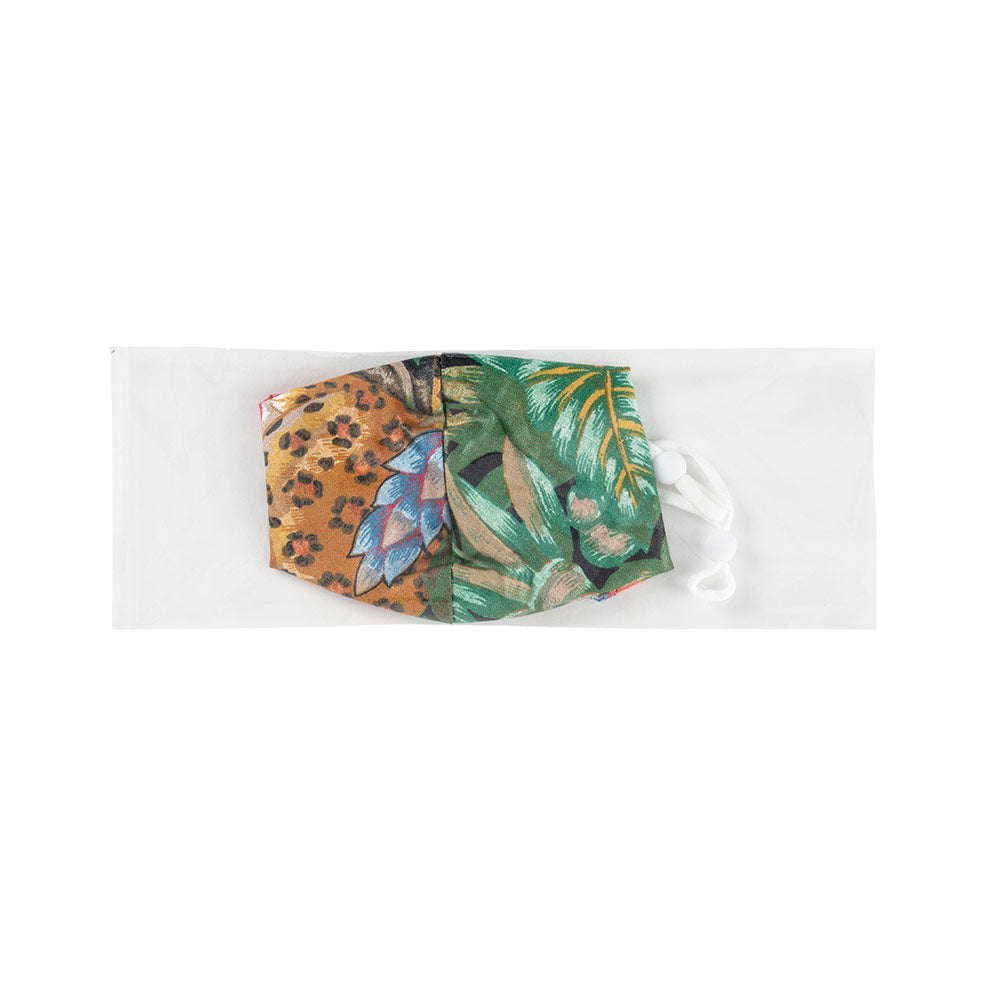 Tropical Green Face Mask with Adjustable Elastic Ear Loops