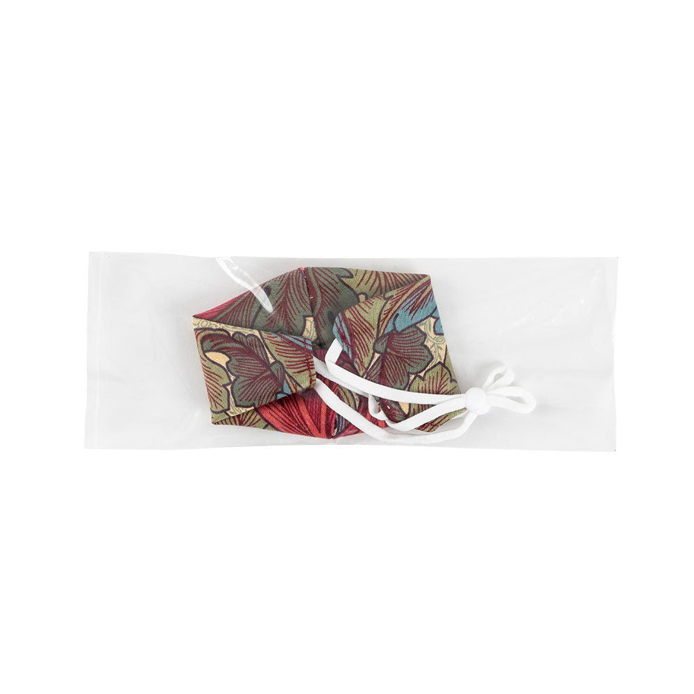 Red &amp; Burgundy Floral Face Mask with Adjustable Elastic Ear Loops