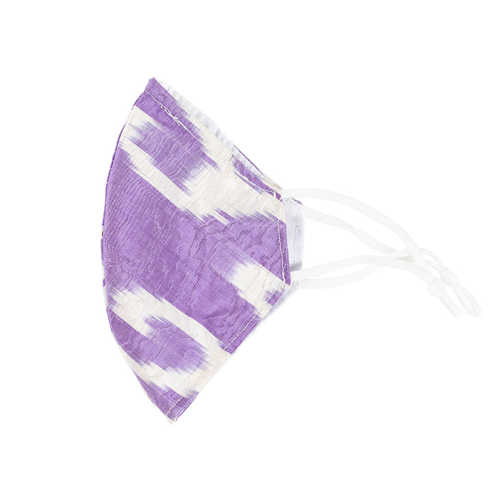 Light Purple &amp; White Ikat Face Mask with Adjustable Elastic Ear Loops