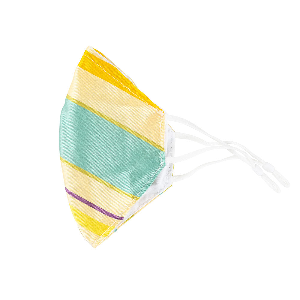 Blue &amp; Yellow Color Block Face Mask with Adjustable Elastic Ear Loops