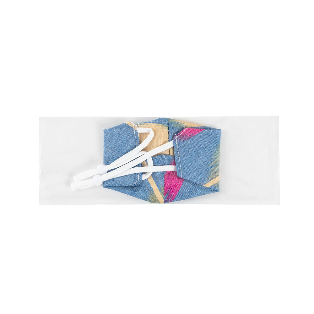 Blue &amp; Pink Brushstroke Face Mask with Adjustable Elastic Ear Loops