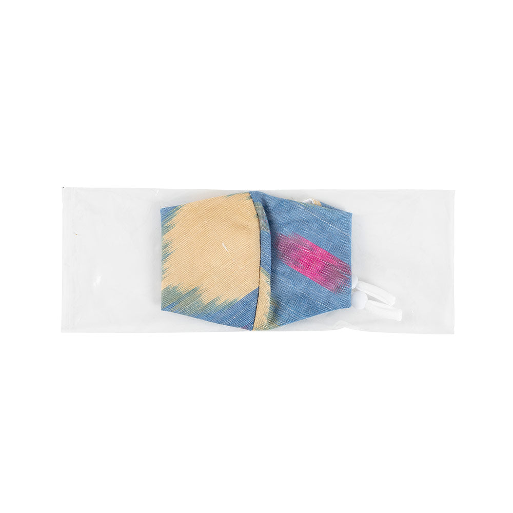 Blue &amp; Pink Brushstroke Face Mask with Adjustable Elastic Ear Loops