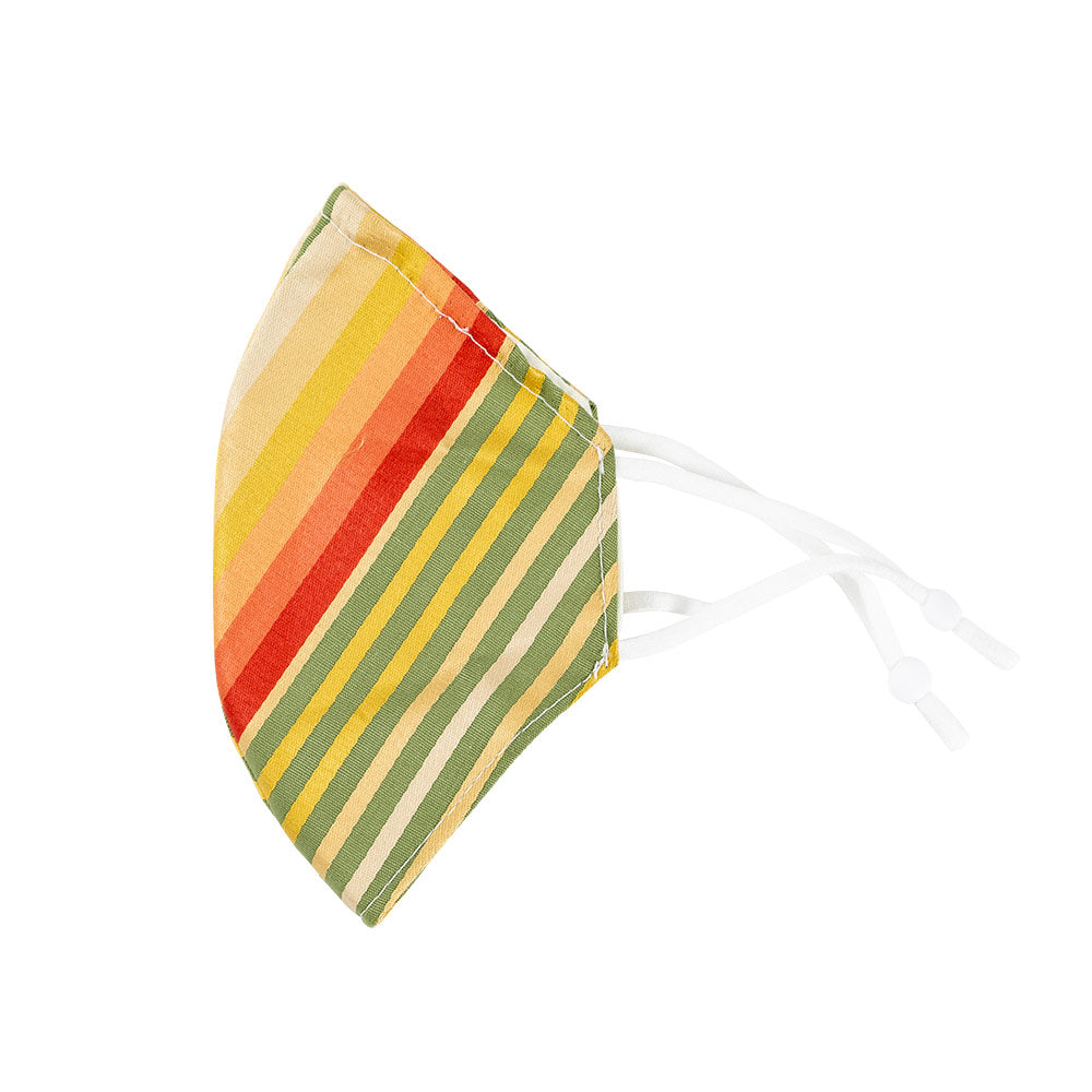 Multicolored Angled Stripe Face Mask with Adjustable Elastic Ear Loops