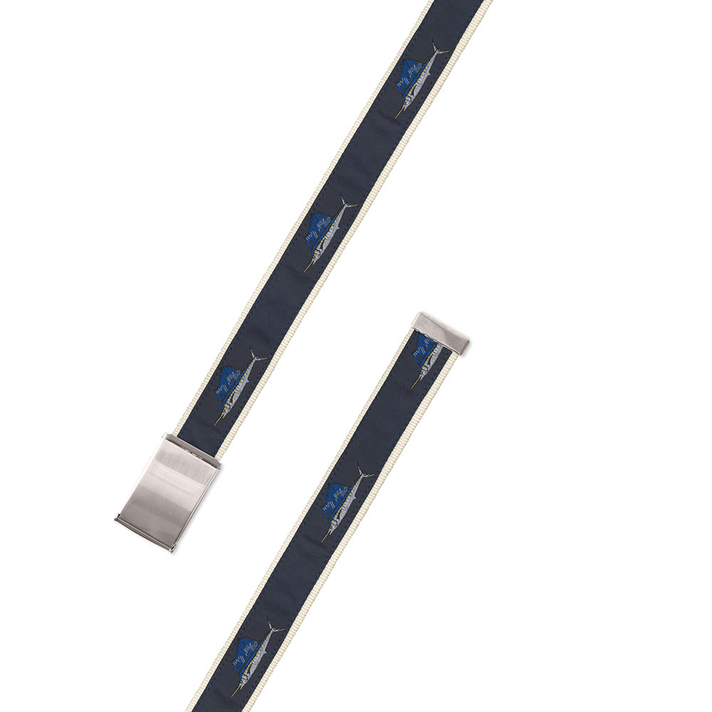 Sailfish Motif Military Buckle Belt