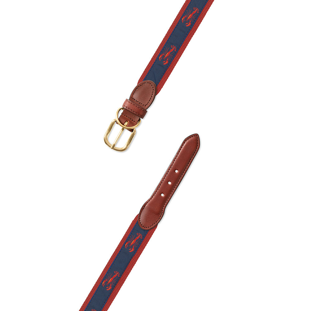 Red &amp; Navy Lobster Motif Dog Collar