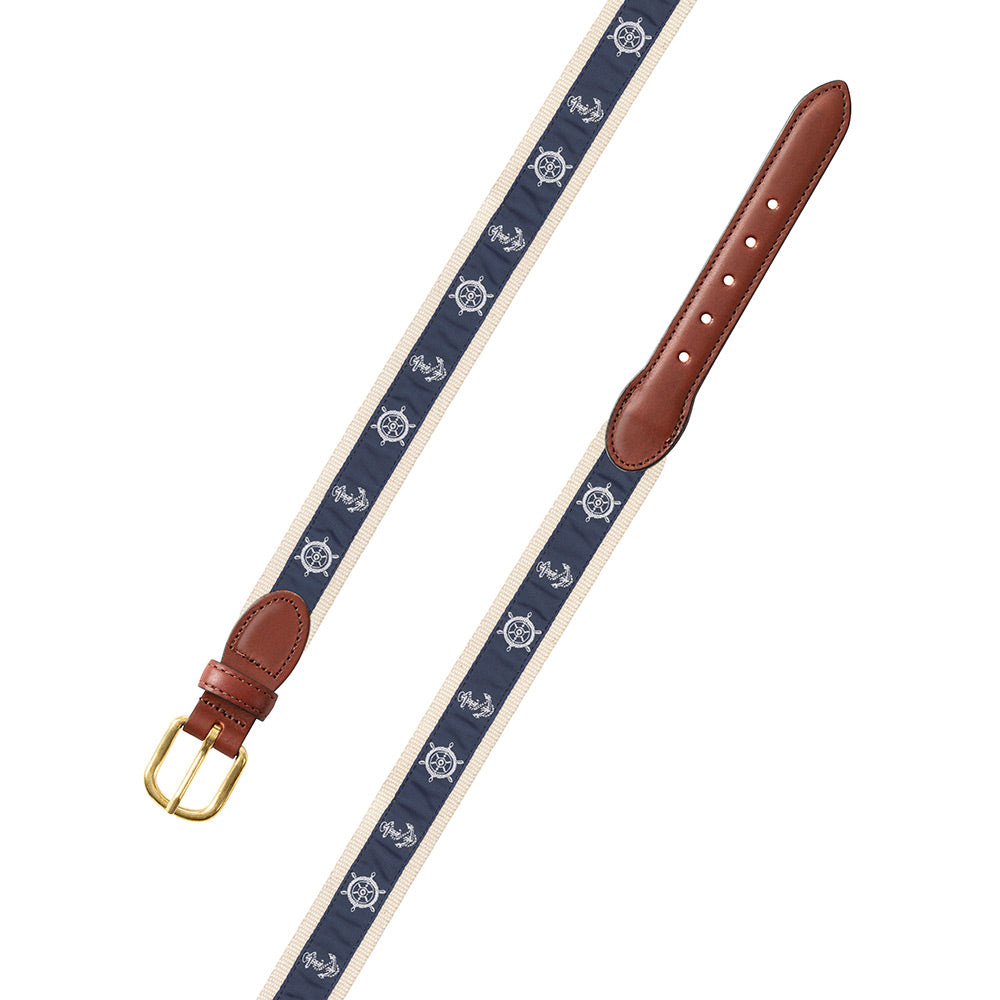 Anchor Motif Leather Tab Belt