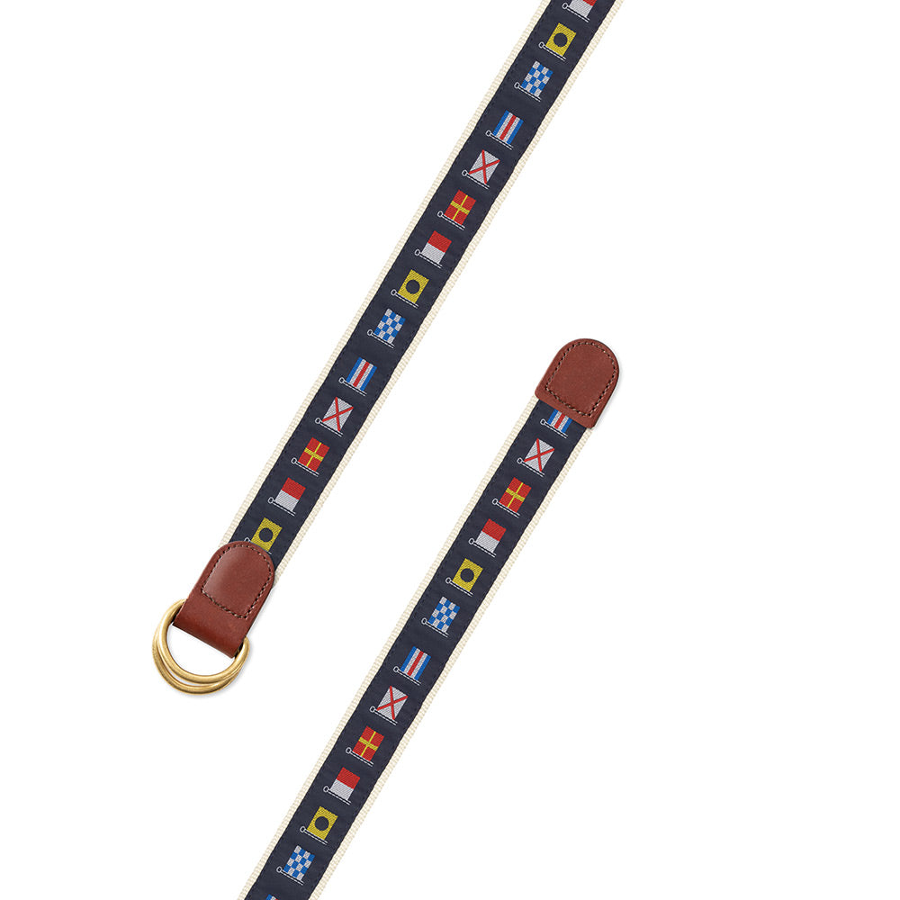 Nautical Flags Motif D-Ring Belt