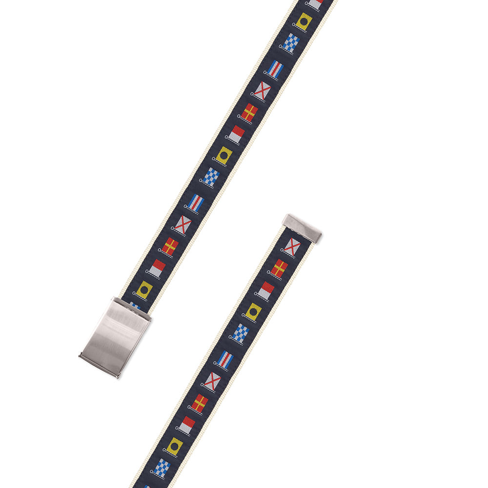 Nautical Flags Motif Military Buckle Belt