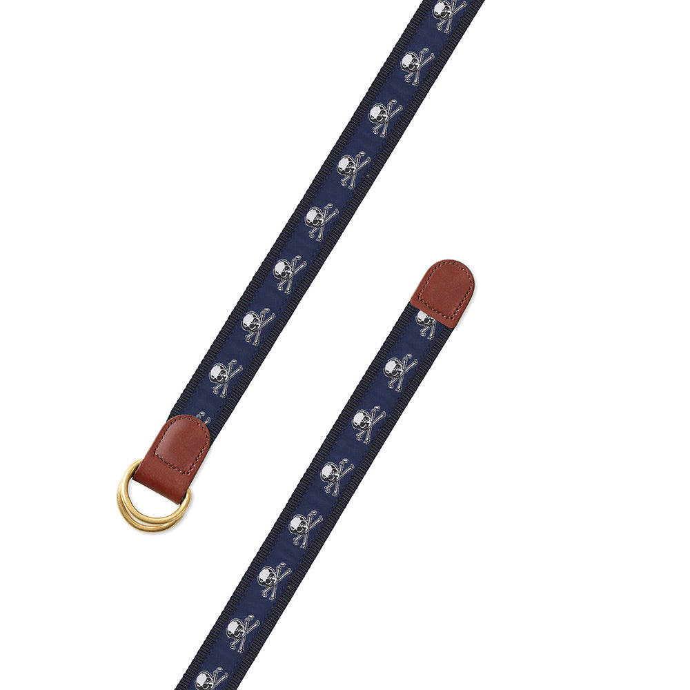 Cross Bones Motif D-Ring Belt